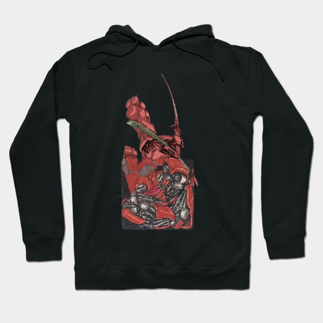 Attacking Sage Broken-android samurai Hoodie by Takeshi Kolotov